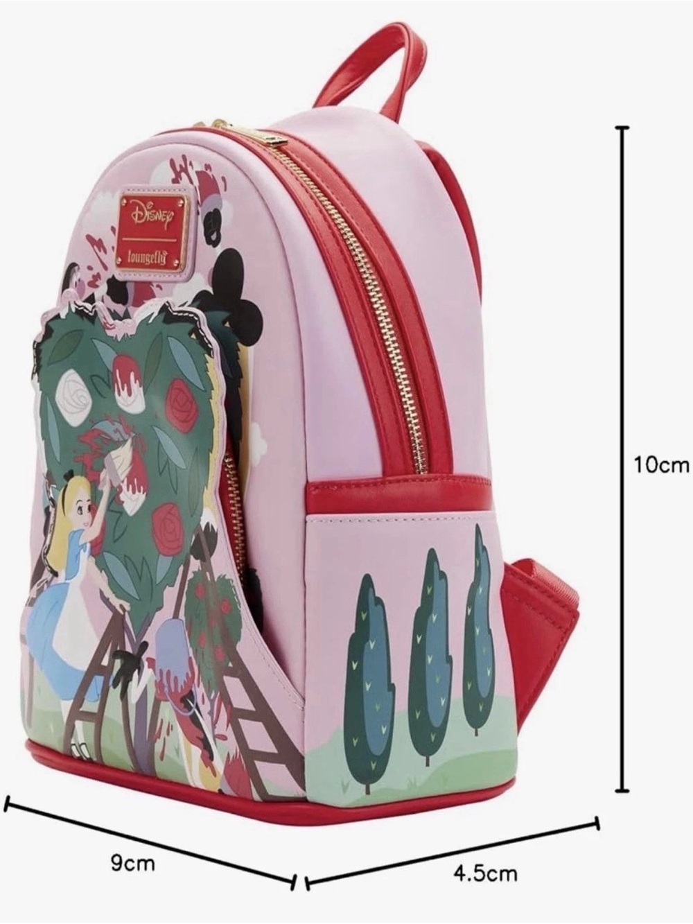 NEW Loungefly Disney ALICE in Wonderland Painting the Roses Red Pink Backpack - Picture 2 of 6
